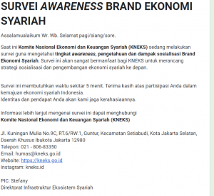 Survey Brand Ekonomi Syariah: Yuk Isi!